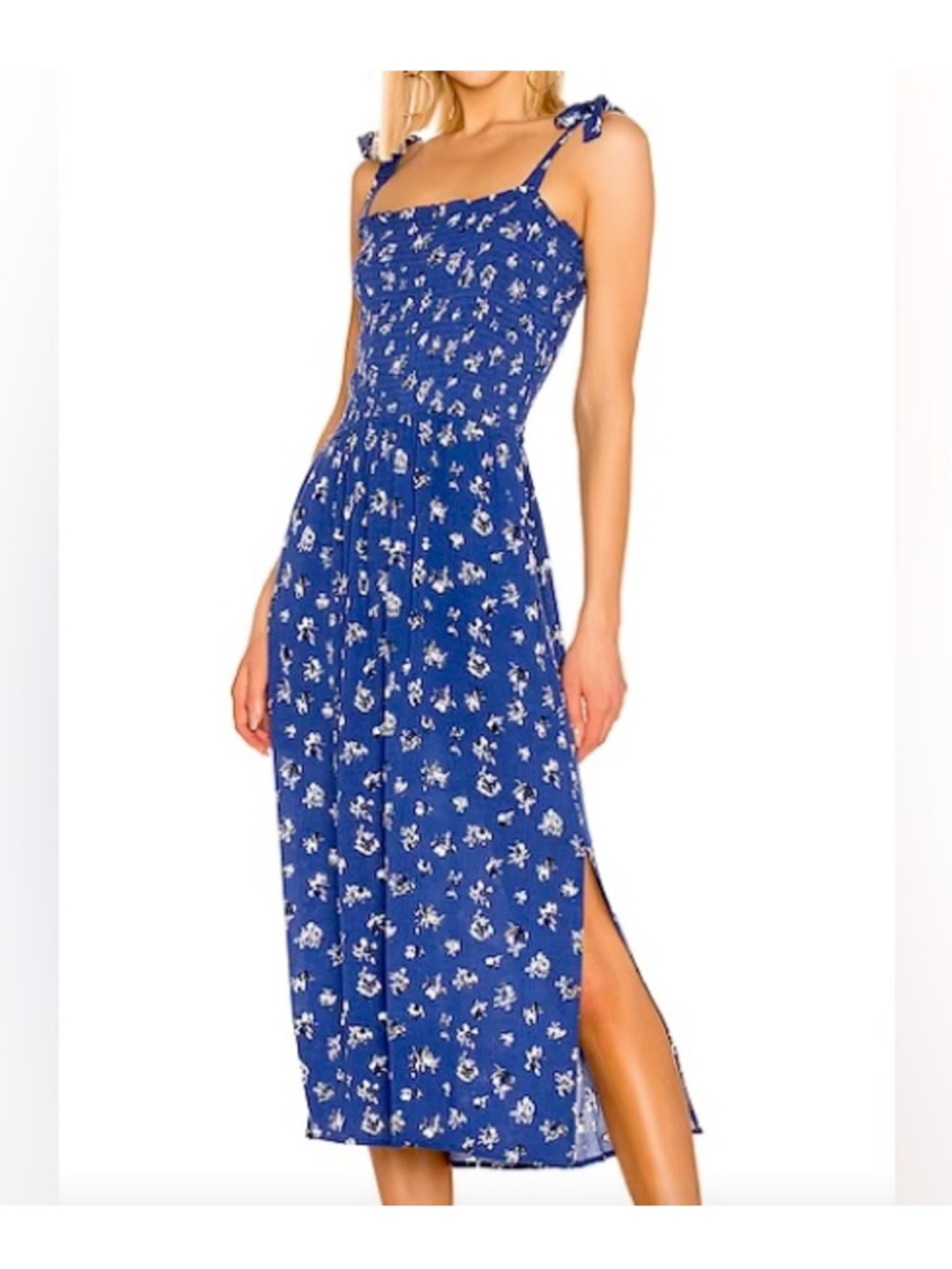 1. State Tie Shoulder Smocked MIDI Dress size M